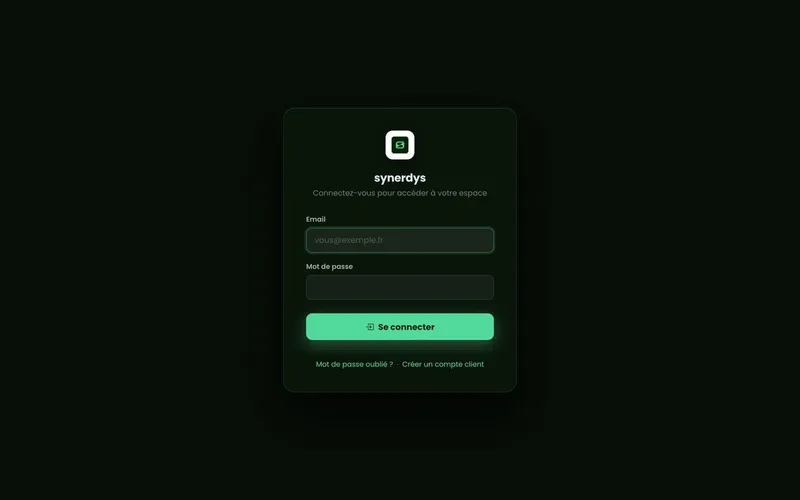 Page de connexion de l’application